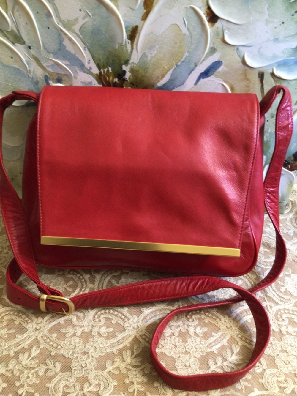 Vintage Carla Marchi Leather Crossbody Flap Shoulder Bag